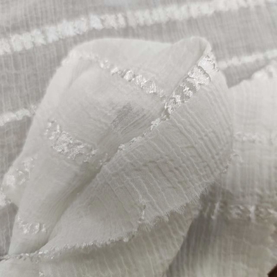 Proteção 100% chiffon de Sun da tela do poliéster transversal Nano do jacquard da listra do enrugamento